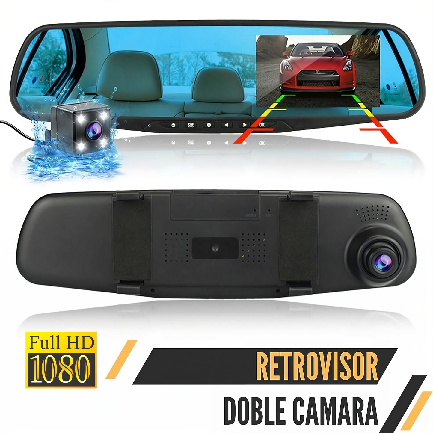 ESPEJO RETROVISOR DOBLE CÁMARA FHD- VISIONMAX™